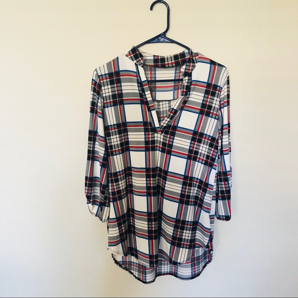 Silky soft plaid Top